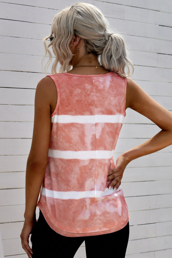 Tie-dye Print Button Front Tank Top