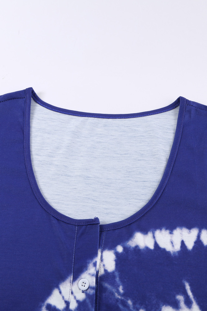 Tie-dye Print Button Front Tank Top