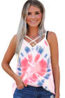 Tie Dye Strappy Crossed Neckline Tank Top