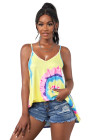 Tie Dye Strappy Crossed Neckline Tank Top