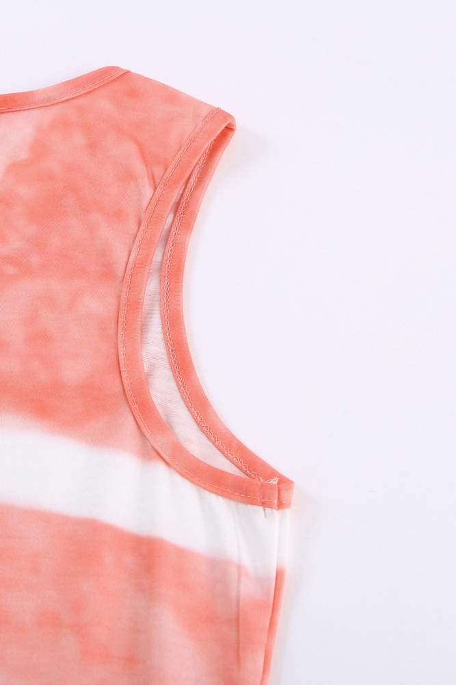 Tie-dye Print Button Front Tank Top