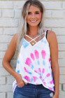 Tie Dye Strappy Crossed Neckline Tank Top
