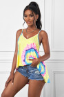 Tie Dye Strappy Crossed Neckline Tank Top