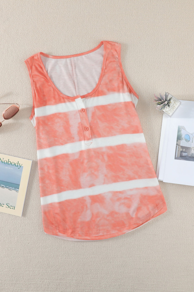 Tie-dye Print Button Front Tank Top