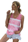 Tie-dye Print Button Front Tank Top