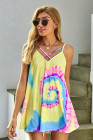 Tie Dye Strappy Crossed Neckline Tank Top