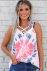Tie Dye Strappy Crossed Neckline Tank Top