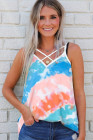 Tie Dye Strappy Crossed Neckline Tank Top