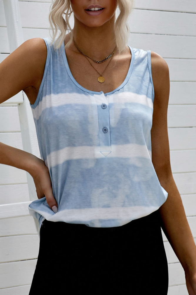 Tie-dye Print Button Front Tank Top