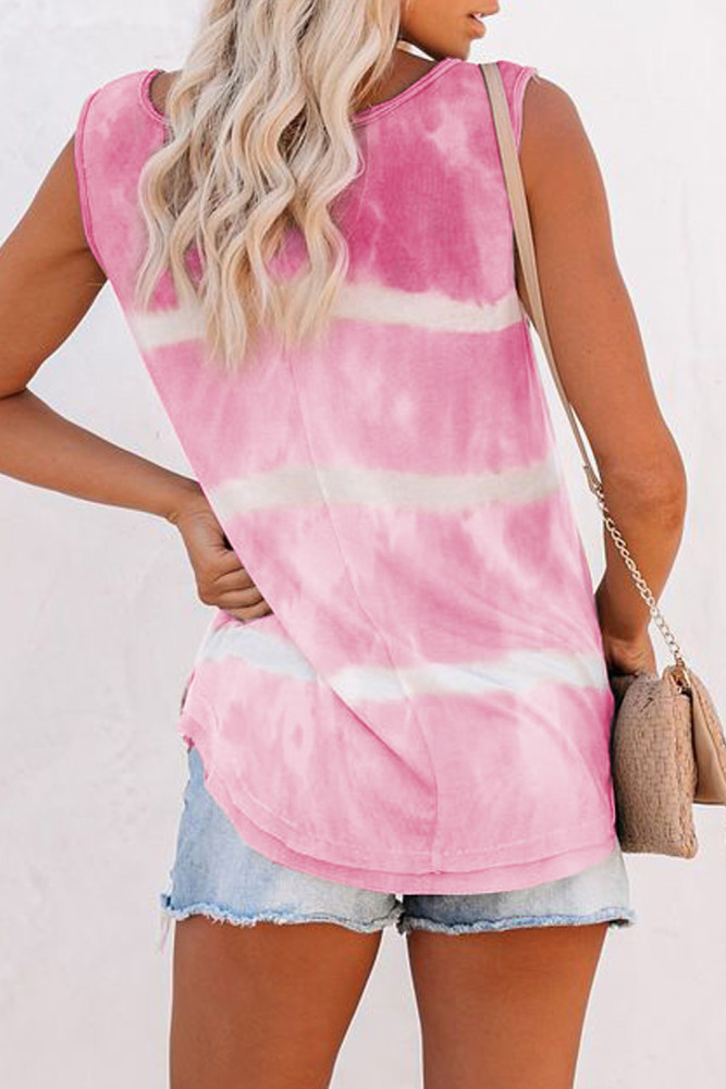 Tie-dye Print Button Front Tank Top