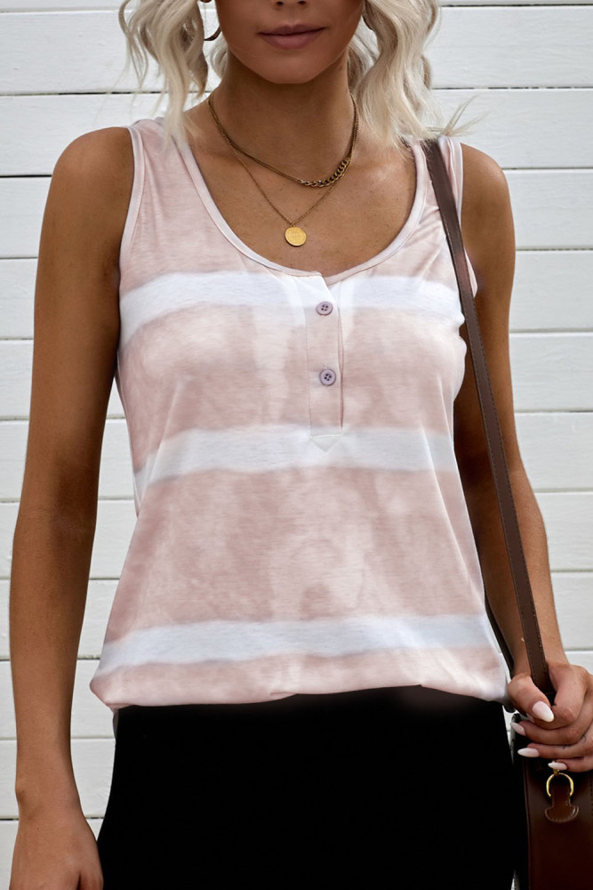 Tie-dye Print Button Front Tank Top