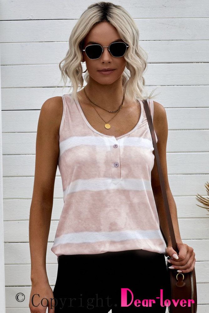 Tie-dye Print Button Front Tank Top