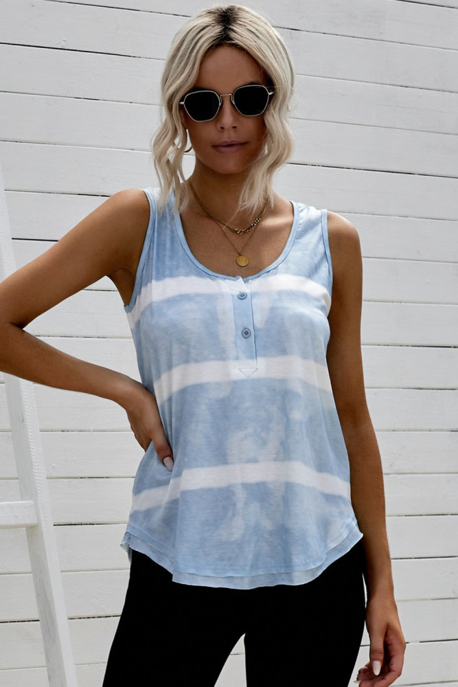 Tie-dye Print Button Front Tank Top