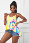 Tie Dye Strappy Crossed Neckline Tank Top
