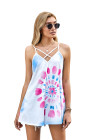 Tie Dye Strappy Crossed Neckline Tank Top