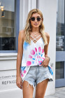 Tie Dye Strappy Crossed Neckline Tank Top