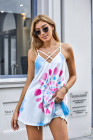 Tie Dye Strappy Crossed Neckline Tank Top