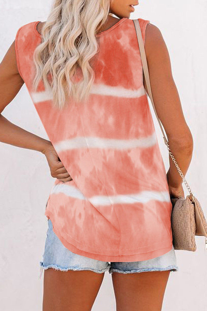 Tie-dye Print Button Front Tank Top