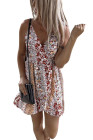 Surpliced Neck Boho Floral Cami Mini Dress