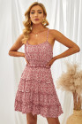 Spaghetti Straps Ruffle Floral Mini Dress