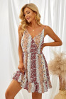 Surpliced Neck Boho Floral Cami Mini Dress