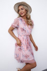Womens Wrap V Neck Tiered Ruffle Floral Dress