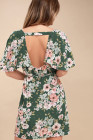 V Neck Hollow Out Back Floral Mini Dress