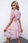 Womens Wrap V Neck Tiered Ruffle Floral Dress