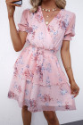Womens Wrap V Neck Tiered Ruffle Floral Dress