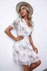 Womens Wrap V Neck Tiered Ruffle Floral Dress