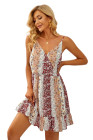 Surpliced Neck Boho Floral Cami Mini Dress
