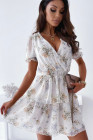 Womens Wrap V Neck Tiered Ruffle Floral Dress