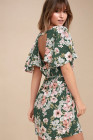 V Neck Hollow Out Back Floral Mini Dress