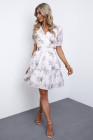 Womens Wrap V Neck Tiered Ruffle Floral Dress