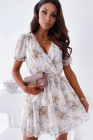 Womens Wrap V Neck Tiered Ruffle Floral Dress