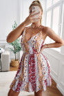 Surpliced Neck Boho Floral Cami Mini Dress