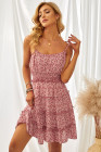 Spaghetti Straps Ruffle Floral Mini Dress