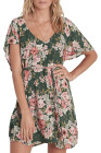V Neck Hollow Out Back Floral Mini Dress