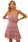 Spaghetti Straps Ruffle Floral Mini Dress