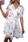 Womens Wrap V Neck Tiered Ruffle Floral Dress
