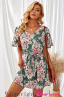 V Neck Hollow Out Back Floral Mini Dress