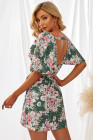 V Neck Hollow Out Back Floral Mini Dress