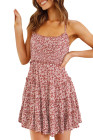 Spaghetti Straps Ruffle Floral Mini Dress