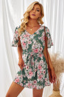 V Neck Hollow Out Back Floral Mini Dress