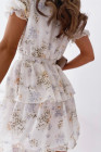 Womens Wrap V Neck Tiered Ruffle Floral Dress