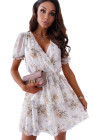 Womens Wrap V Neck Tiered Ruffle Floral Dress