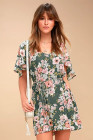 V Neck Hollow Out Back Floral Mini Dress
