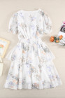 Womens Wrap V Neck Tiered Ruffle Floral Dress