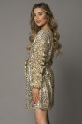 Women's Sequin Long Sleeves Mini Bodycon Dress Evening Party Dress