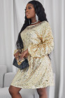 Women's Sequin Long Sleeves Mini Bodycon Dress Evening Party Dress